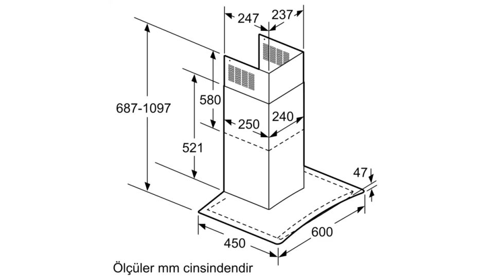 DVX6E660 Duvar Tipi Davlumbaz 60 cm Cam dekor