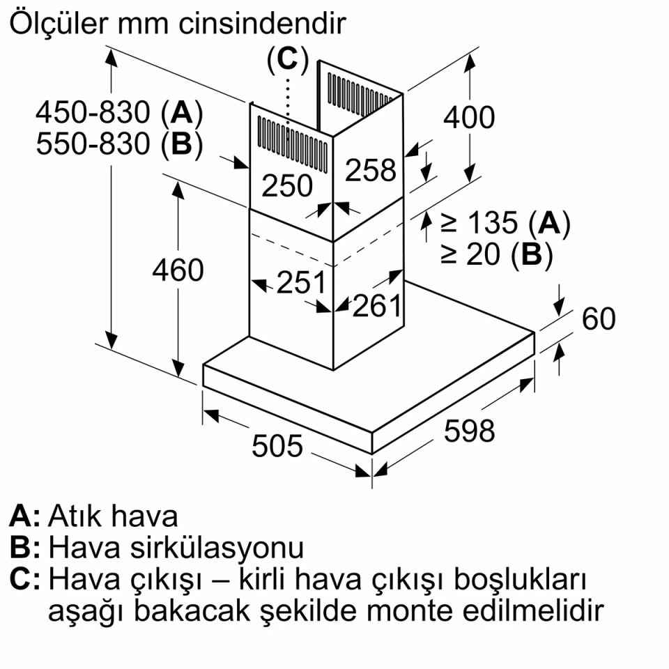 DVB6K720 Duvar Tipi Davlumbaz 60 cm Beyaz