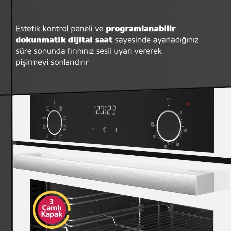 Simfer 8216 Airfry, Beyaz, 10 Fonksiyon Dij Ankastre Fırın