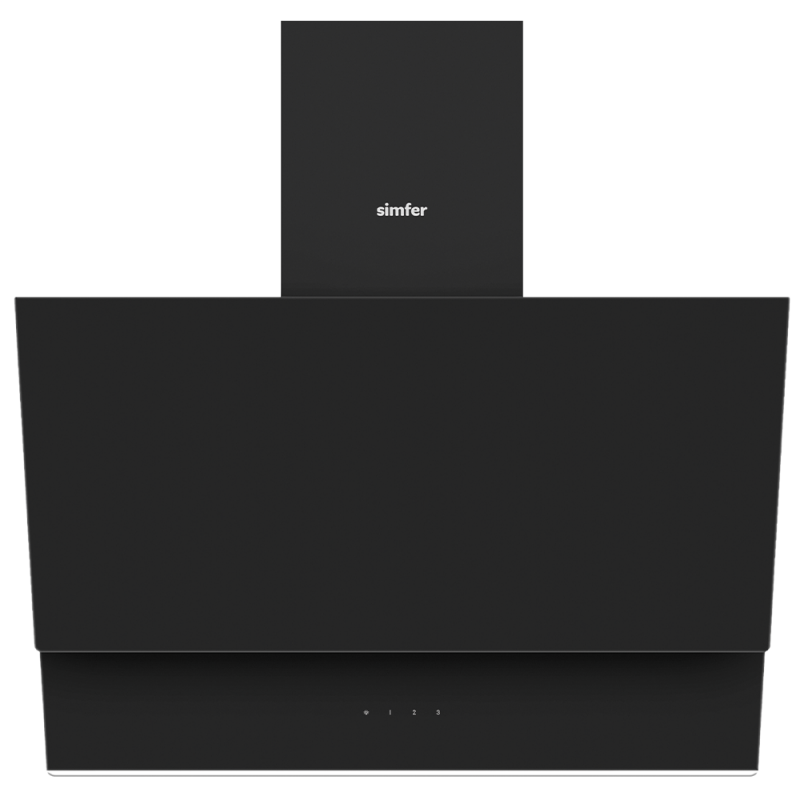 Simfer 8703 Premium Eğik Dokunmatik Cam Davlumbaz, Duvar Tipi, 60 cm, Siyah