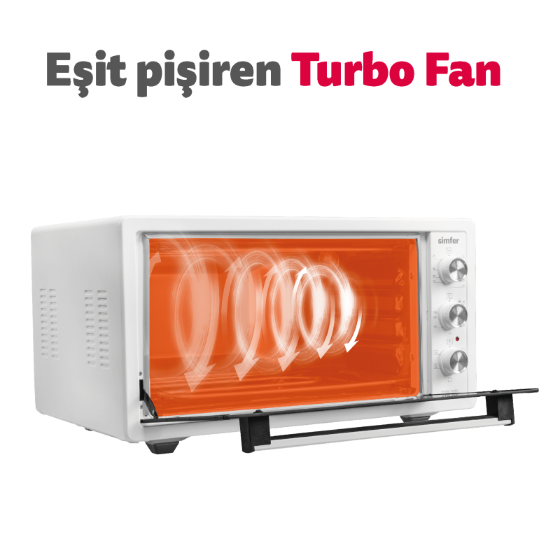 Simfer 4502 Turbo Beyaz Midi/Mini Fırın, 1400W, 45 Litre