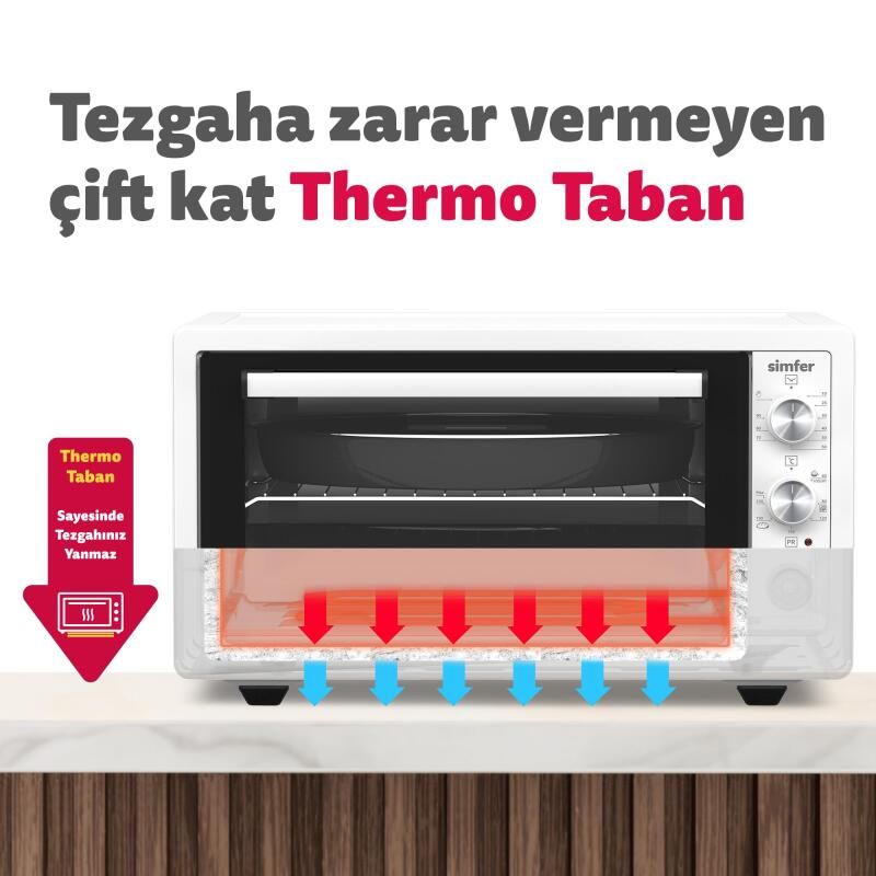 Simfer 4502 Turbo Beyaz Midi/Mini Fırın, 1400W, 45 Litre