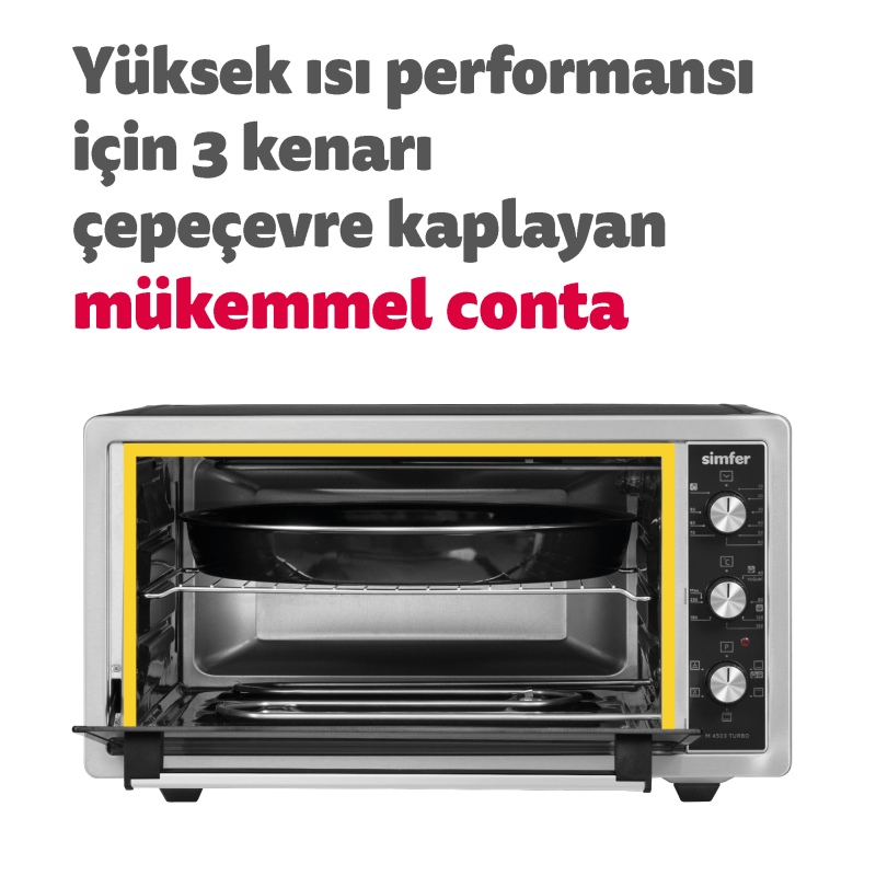 Simfer 4503 İnox Turbo Midi/Mini Fırın, 1400W, 45 Litre