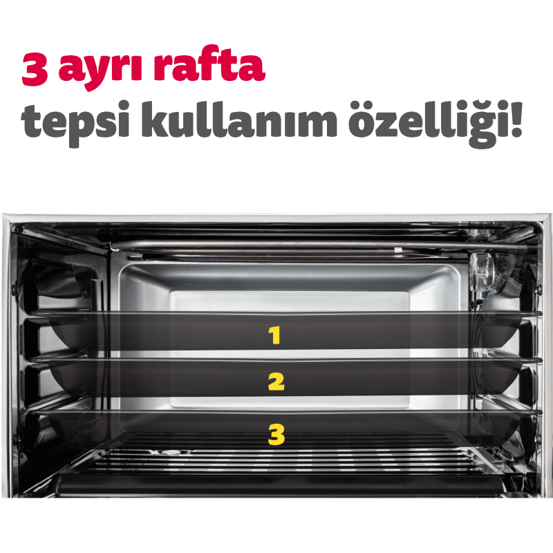 Simfer 4503 İnox Turbo Midi/Mini Fırın, 1400W, 45 Litre