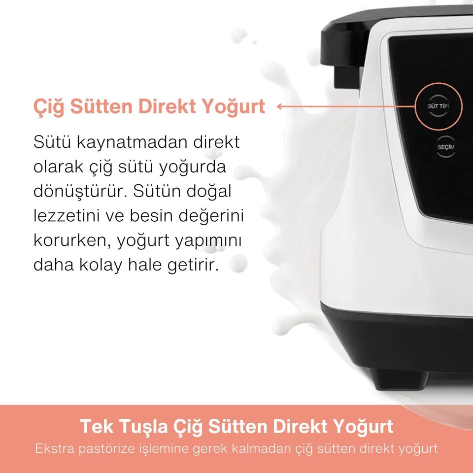 Fakir Pasteur Çiğ Sütten Yoğurt Yapma Makinesi, Pastörizasyon , 3 L Seramik Hazne, Tat ve Kıvam Ayarı
