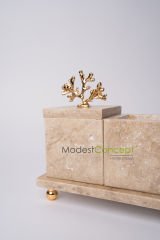 Traverten 3lü Banyo Seti Gold Mercan