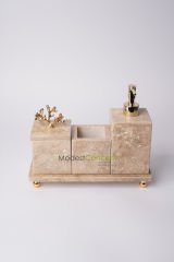 Traverten 3lü Banyo Seti Gold Mercan