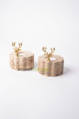Traverten Mumluk Kenar Detaylı Gold Geyik