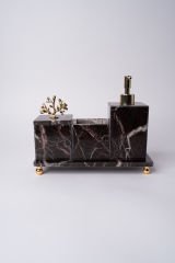 Vişne Mermer 3lü Banyo Seti Gold Mercan