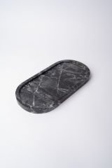 Siyah Mermer Oval Tepsi 15x30cm
