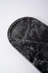 Siyah Mermer Oval Tepsi 15x30cm