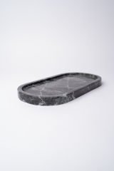 Siyah Mermer Oval Tepsi 15x30cm