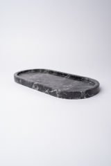 Siyah Mermer Oval Tepsi 15x30cm