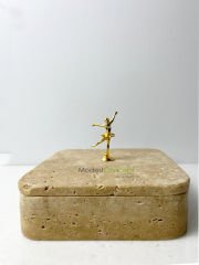 Travertek Kare Kase Gold Detaylı 20cm