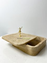 Travertek Kare Kase Gold Detaylı 20cm