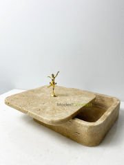 Travertek Kare Kase Gold Detaylı 20cm