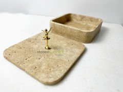 Travertek Kare Kase Gold Detaylı 20cm