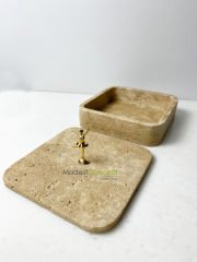 Travertek Kare Kase Gold Detaylı 20cm