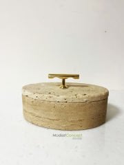 Traverten Oval Kase Gold Kulp