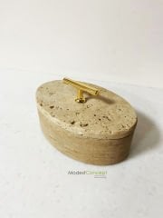 Traverten Oval Kase Gold Kulp