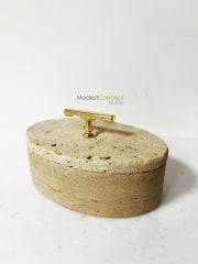 Traverten Oval Kase Gold Kulp