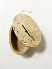 Traverten Oval Kase Gold Kulp