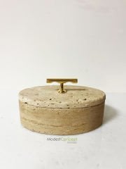 Traverten Oval Kase Gold Kulp