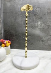 Beyaz Mermer Çubuklu Havluluk Gold Gingko
