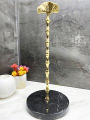 Siyah Mermer Çubuklu Havluluk Gold Gingko