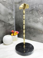 Siyah Mermer Çubuklu Havluluk Gold Gingko