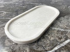 Bej Mermer Oval Tabak Tepsi 15x30cm