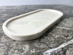 Bej Mermer Oval Tabak Tepsi 15x30cm
