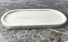 Bej Mermer Oval Tabak Tepsi 15x30cm