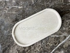 Bej Mermer Oval Tabak Tepsi 15x30cm