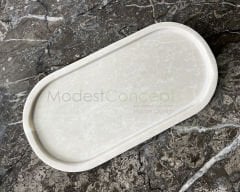 Bej Mermer Oval Tabak Tepsi 15x30cm
