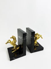 Siyah Mermer Kitap Tutucu Gold At Objeli