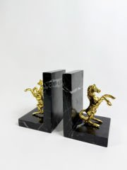 Siyah Mermer Kitap Tutucu Gold At Objeli