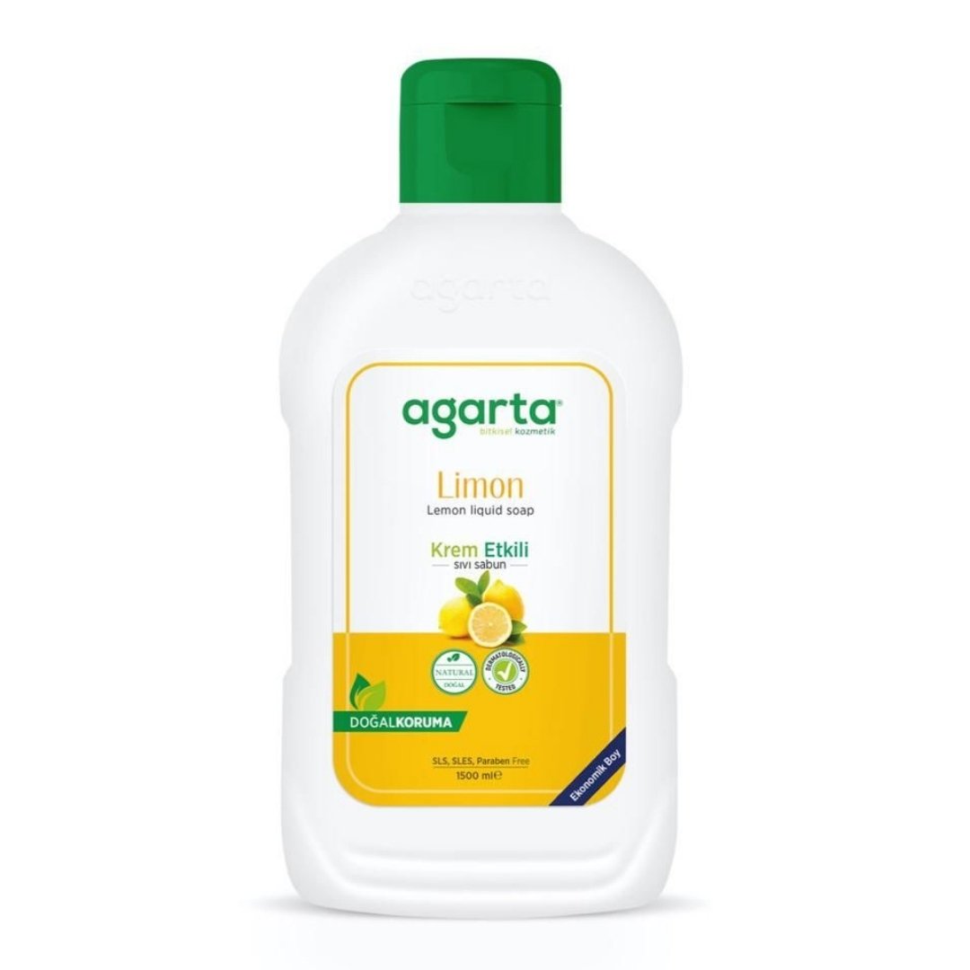 Agarta Doğal Krem Etkili Sıvı Sabun Limon 1500 ml.