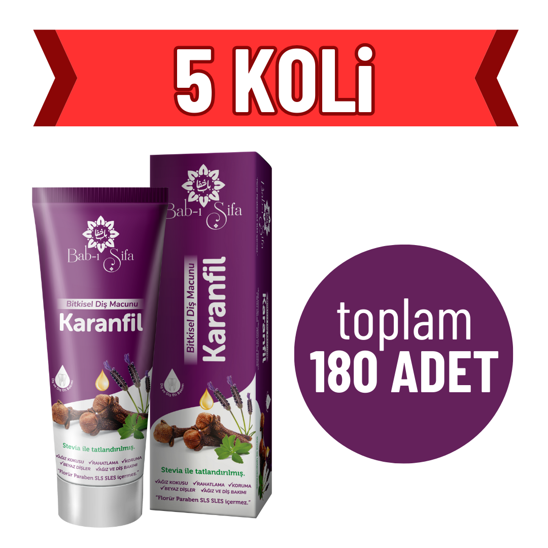 5 KOLİ (Toplam 180 ADET) Bab-ı Şifa Karanfil Diş Macunu 140 gr.