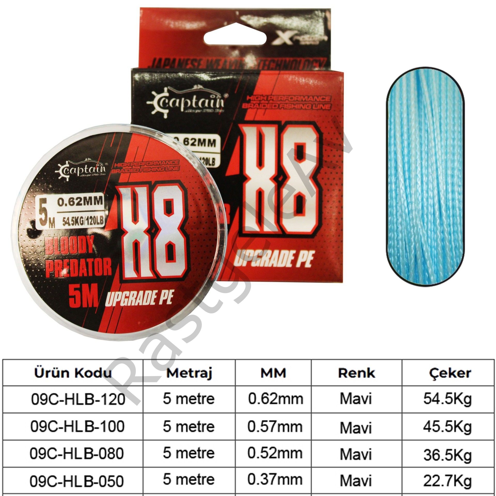 Hook Line 8X Upgrade PE Bloody Predator Assist İpi 5mt Mavi