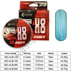 Hook Line 8X Upgrade PE Bloody Predator Assist İpi 5mt Mavi