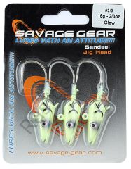 Savage gear Sandeel Jig Head 16g 3/0 - 3pcs Glow Suni Yem