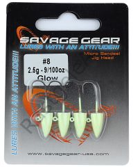 Savage gear LRF Micro sandeel jigghead 2,5g #8 4pcs Glow Suni Yem