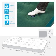Jilong 27238 Flocked Entegre Pompalı Yeşil Tek Kişilik Şişme Yatak