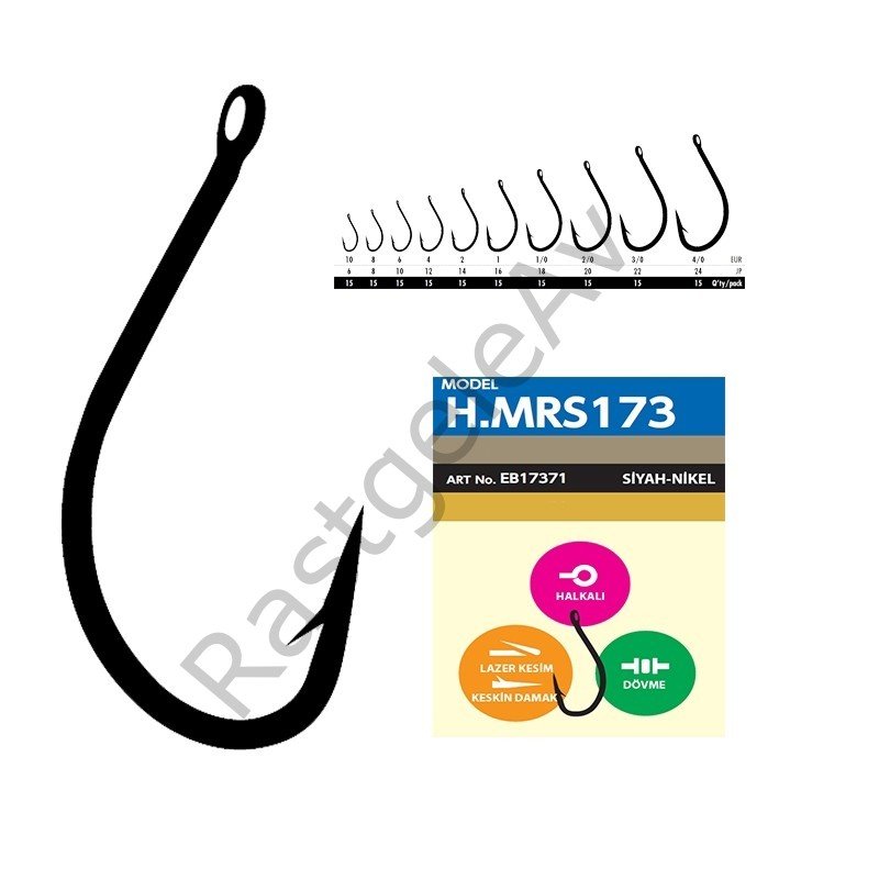 Hayabusa HMRS 173 Delikli Dövme Olta İğnesi 15'li Paket Black Nikel