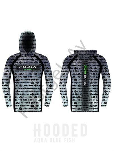 Fujin Performance Hooded Kapüşonlu T-Shirt Aqua Blue Fish