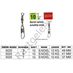 Captain 5020 Klips 10'lu Paket Black Nikel