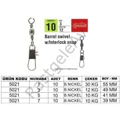 Captain 5021 Kilitli Klips 10'lu Paket Black Nikel