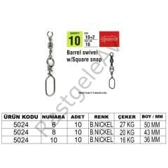 Captain 5024 Square Klips 10'lu Paket Black Nikel