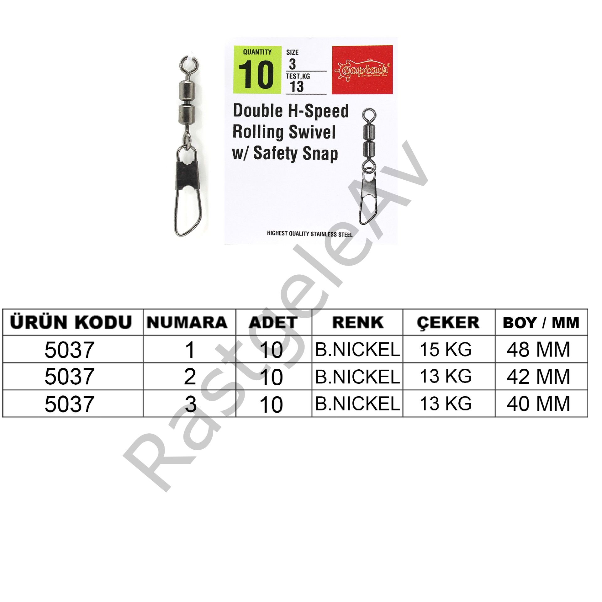 Captain 5037 Double Fırdöndülü Speed Klips 10'lu Paket Black Nikel